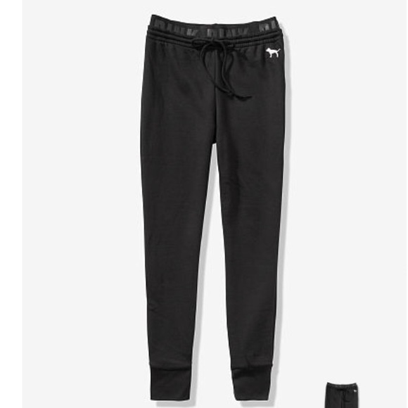 💕VS PINK BLACK & LEOPARD HIGHWAIST SKINNY JOGGERS - Picture 3 of 8